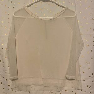 White top, mesh sleeves